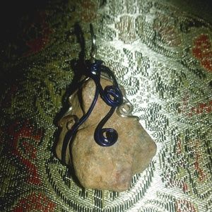 Staurolite Faery stone wire wrapped pendant gemsto